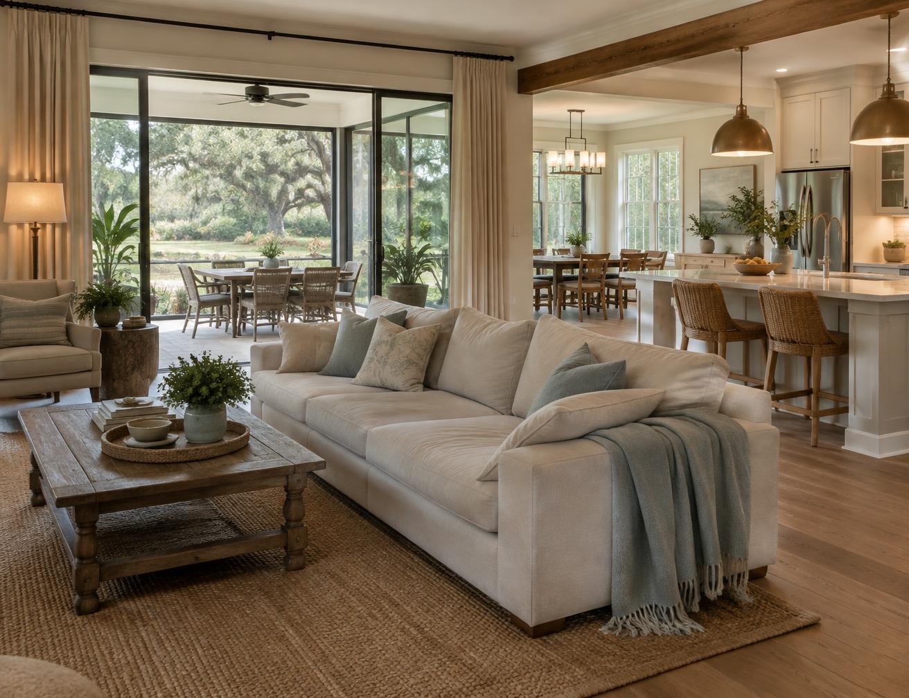 Illustrative bright Florida home interior with natural light